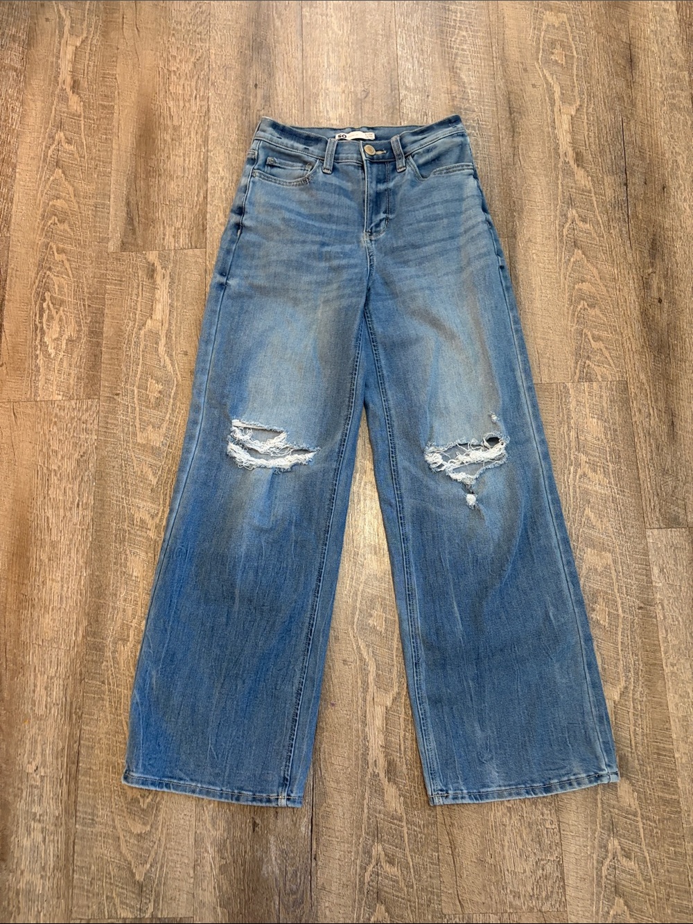 SO Wide-Leg Distressed Jeans - Blue